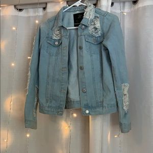 Trendy ripped Jean jacket